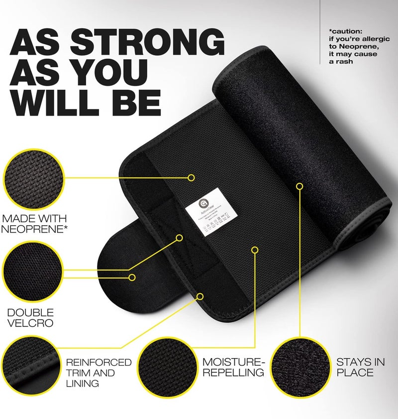 أكتيف غير حزام تقليم الخصر والتدريب الفاخر من ActiveGear للرجال والنساء - غلاف تنحيف معزز للتعرق للبطن، مقاس قابل للتعديل - Image 2