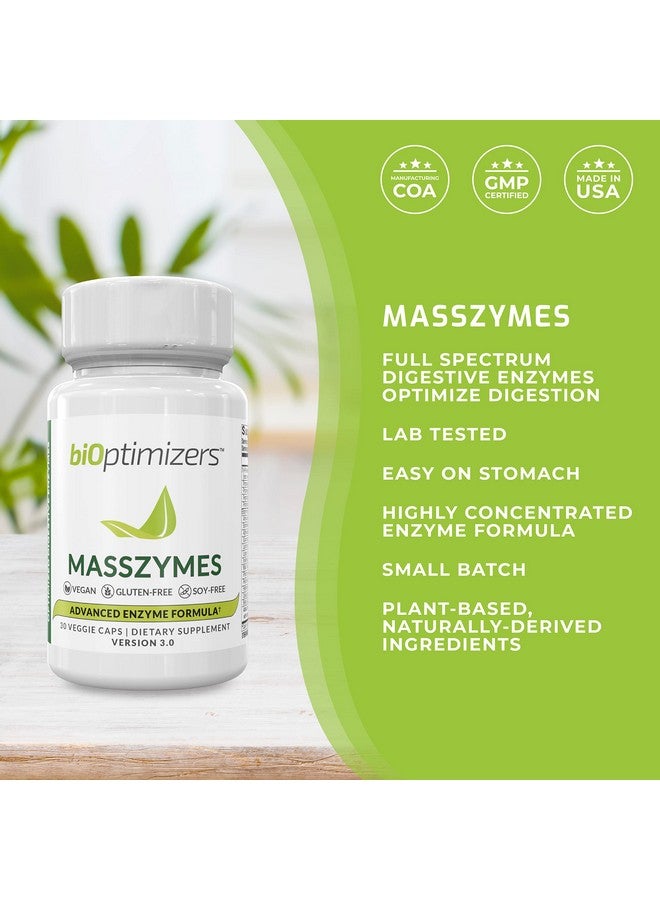 BiOptimizers Masszymes Complete Digestive Enzymes Supplement For Gut Health Bloating Relief For Men And Women Lipase Amylase Bromelain Digestive Enzymes (30 Capsules) - Image 3