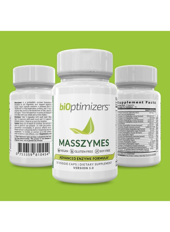 BiOptimizers Masszymes Complete Digestive Enzymes Supplement For Gut Health Bloating Relief For Men And Women Lipase Amylase Bromelain Digestive Enzymes (30 Capsules) - Image 5
