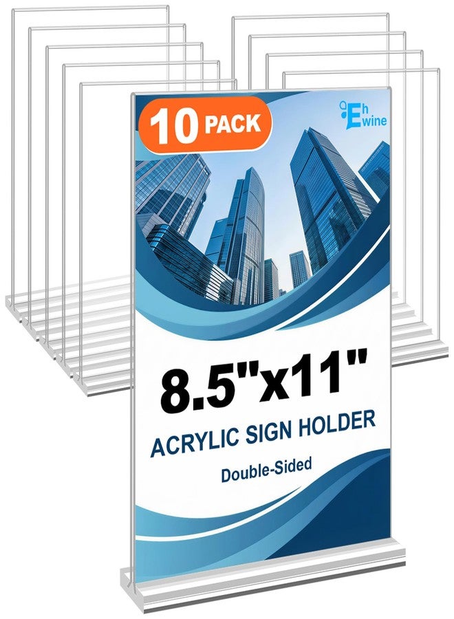 EHWINE Acrylic Sign Holder 8.5 x 11, 10 Pack Double-Sided Stand up Table Top Sign Holders, Clear Acrylic Picture Frame Menu Flyer Paper Holder Display Stand for Office Business Store Wedding Party - Image 1