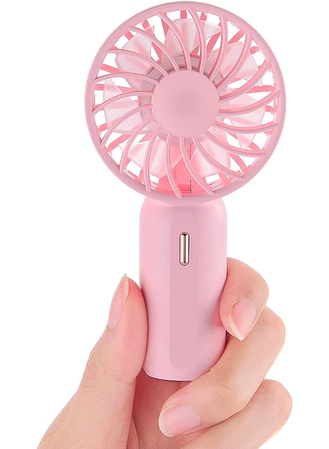 PADOM Handheld Mini Fan Battery Operated Small Personal Portable Fan Speed Adjustable Usb Rechargeable Fan For Kids Girls Women Men Home Office Indoor Outdoor Traveling Pink - Image 1