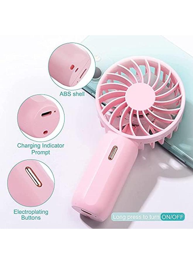 PADOM Handheld Mini Fan Battery Operated Small Personal Portable Fan Speed Adjustable Usb Rechargeable Fan For Kids Girls Women Men Home Office Indoor Outdoor Traveling Pink - Image 3