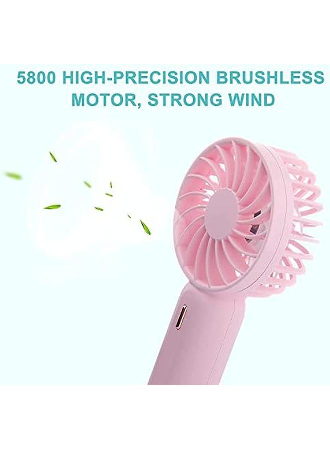 PADOM Handheld Mini Fan Battery Operated Small Personal Portable Fan Speed Adjustable Usb Rechargeable Fan For Kids Girls Women Men Home Office Indoor Outdoor Traveling Pink - Image 2