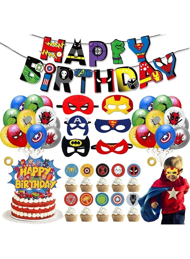 Bukela 44 Pack Super Hero Birthday Party Decorations Set,Superhero Party Supplies,Avengers Party Decoration,Superhero Themem Party Supplies,Kids Party Supplies for Boys Theme Party Favor (Superhero) - Image 1