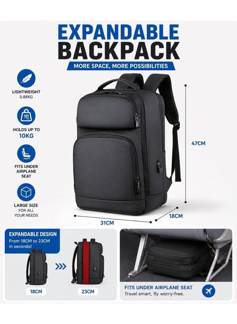 SamoDani Laptop Backpack Large Bag Expandable, 15.6, 16 inch laptop for School, Business, travel, formal and casual, for men, boys, extra large, durable, elegant comfortable design, water resistant - Image 3