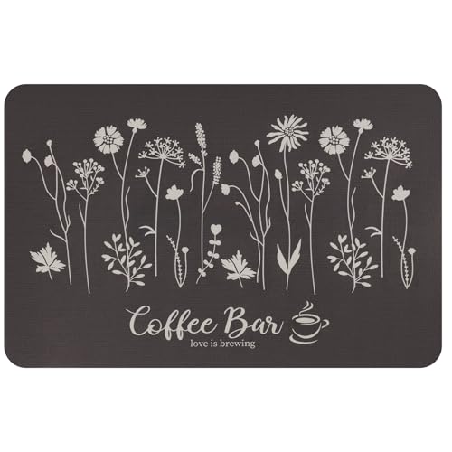 WIFTREY 24"x16" Coffee Mat Large, Absorbent Dish Drying Mat, Flower Coffee Bar Pad for Kitchen Countertops Accessories, Espresso Machine - Image 1