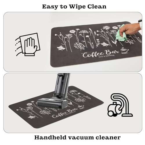 WIFTREY 24"x16" Coffee Mat Large, Absorbent Dish Drying Mat, Flower Coffee Bar Pad for Kitchen Countertops Accessories, Espresso Machine - Image 4