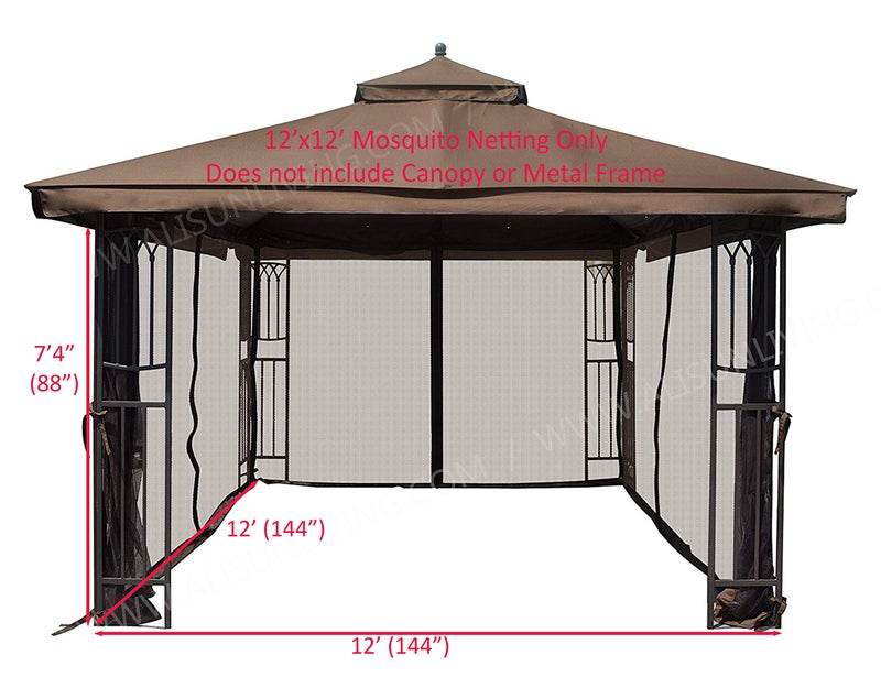 ALISUN Universal 12' x 12' Gazebo Mosquito Netting (Brown) - Image 2