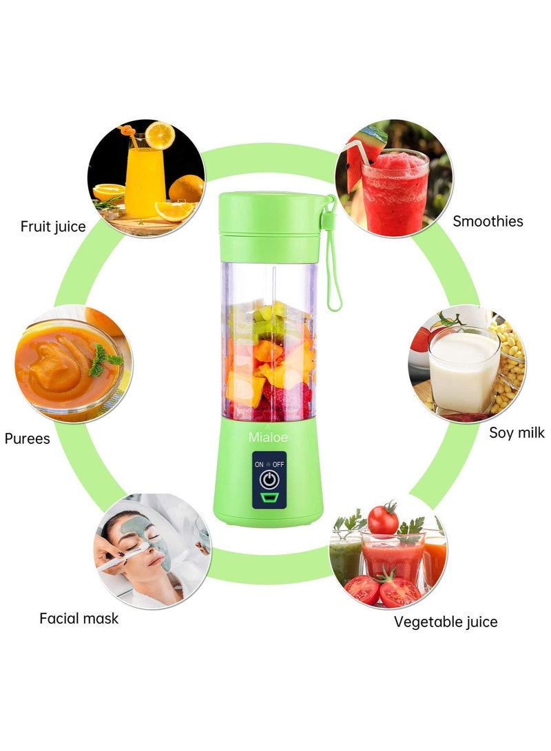 [Upgraded Version] Personal USB Juicer Cup,Portable Juicer Blender,Household Fruit Mixer - Six Blades in 3D,Rechargeable Fruit Mixing Machine For Baby Travel 380ml(green) - Image 3