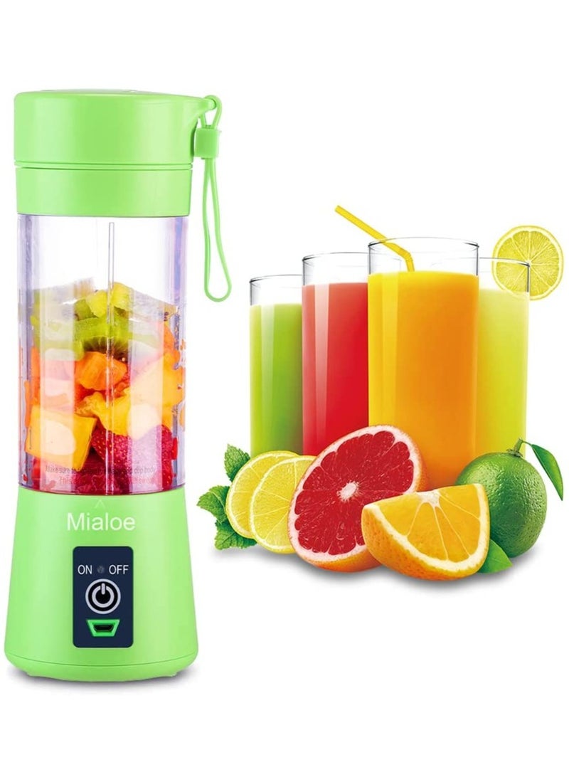 [Upgraded Version] Personal USB Juicer Cup,Portable Juicer Blender,Household Fruit Mixer - Six Blades in 3D,Rechargeable Fruit Mixing Machine For Baby Travel 380ml(green) - Image 1