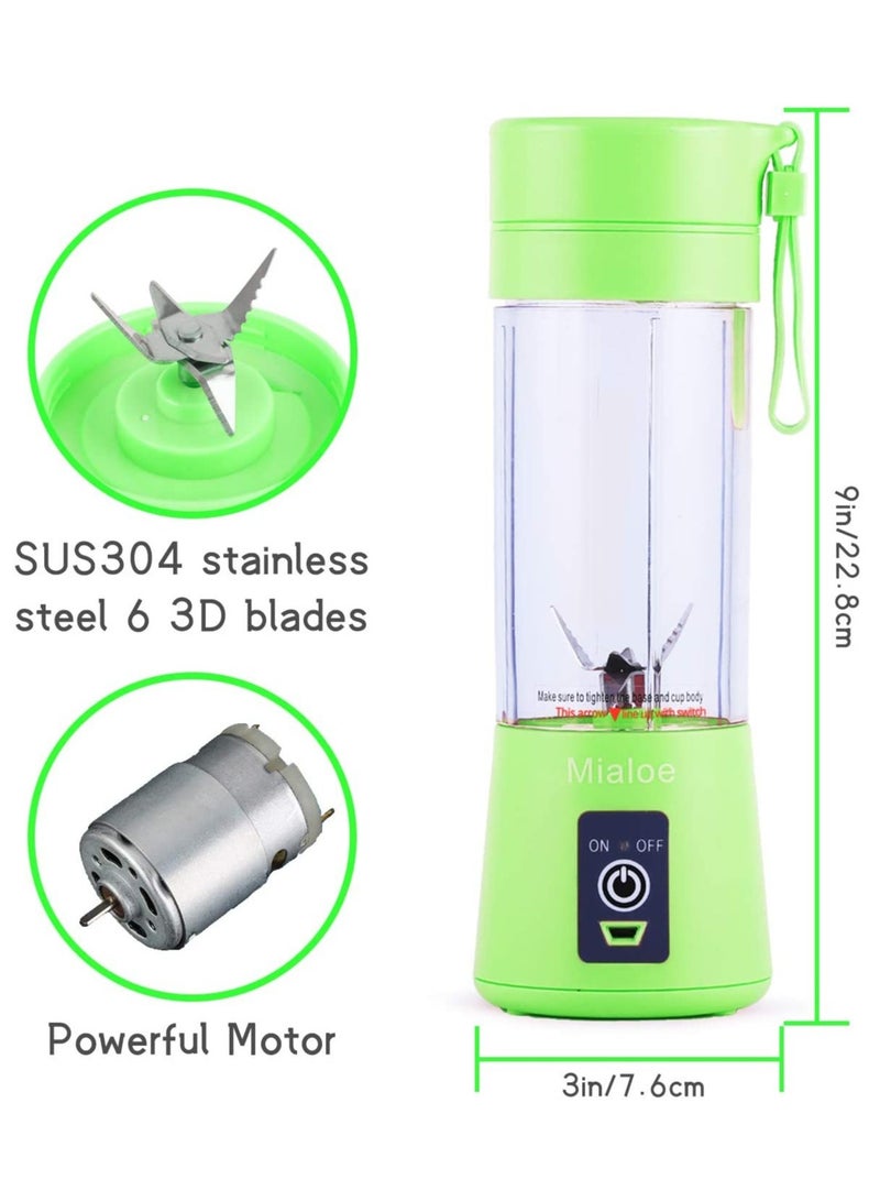 [Upgraded Version] Personal USB Juicer Cup,Portable Juicer Blender,Household Fruit Mixer - Six Blades in 3D,Rechargeable Fruit Mixing Machine For Baby Travel 380ml(green) - Image 4