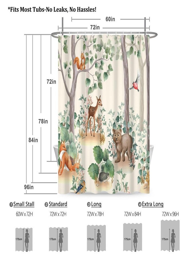 Renaiss 72 x 72 Inch Forest Animal Shower Curtain for Bathroom Cute Fox Deer Giraffe Bathroom Shower Curtains Wildlife Polyester Waterproof Fabric Bath Bathtub Privacy Decor Curtain Set with Hooks - Image 5