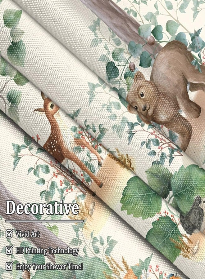 Renaiss 72 x 72 Inch Forest Animal Shower Curtain for Bathroom Cute Fox Deer Giraffe Bathroom Shower Curtains Wildlife Polyester Waterproof Fabric Bath Bathtub Privacy Decor Curtain Set with Hooks - Image 3