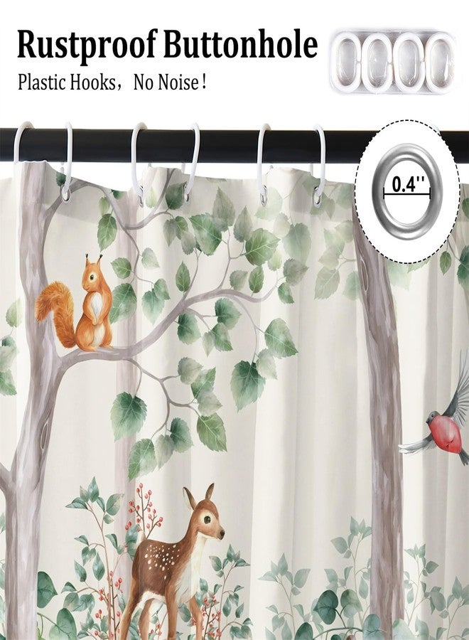 Renaiss 72 x 72 Inch Forest Animal Shower Curtain for Bathroom Cute Fox Deer Giraffe Bathroom Shower Curtains Wildlife Polyester Waterproof Fabric Bath Bathtub Privacy Decor Curtain Set with Hooks - Image 4