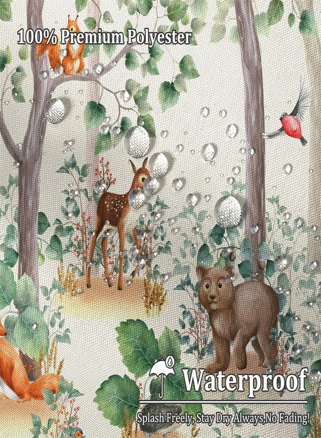 Renaiss 72 x 72 Inch Forest Animal Shower Curtain for Bathroom Cute Fox Deer Giraffe Bathroom Shower Curtains Wildlife Polyester Waterproof Fabric Bath Bathtub Privacy Decor Curtain Set with Hooks - Image 2