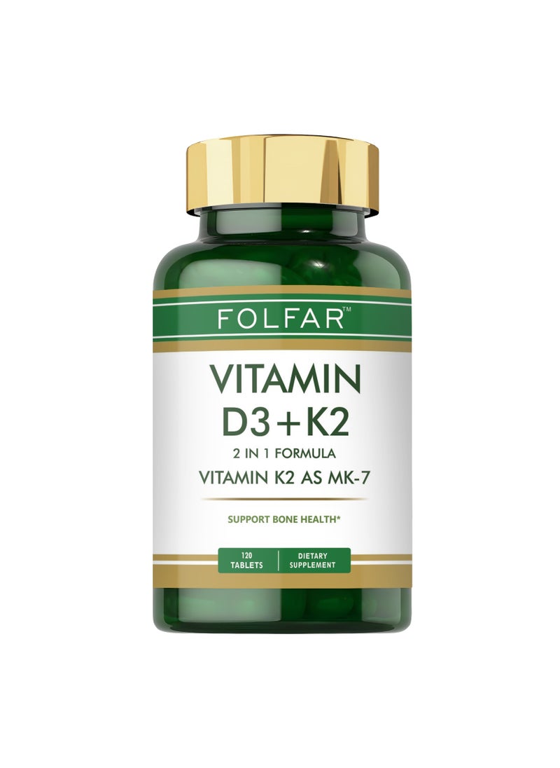 Folfar Vitamin D3 4000 IU + K2 as MK-7 100 mcg - 120 Tablets  - Image 1