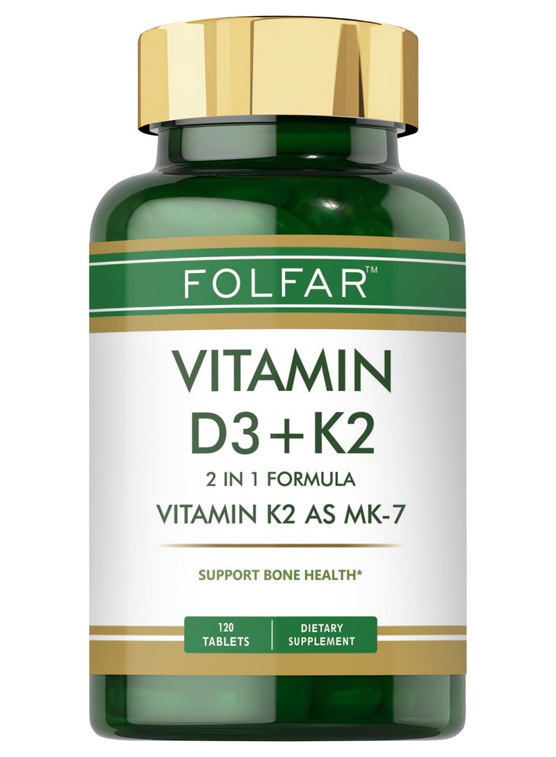 Folfar Vitamin D3 4000 IU + K2 as MK-7 100 mcg - 120 Tablets - Image 1
