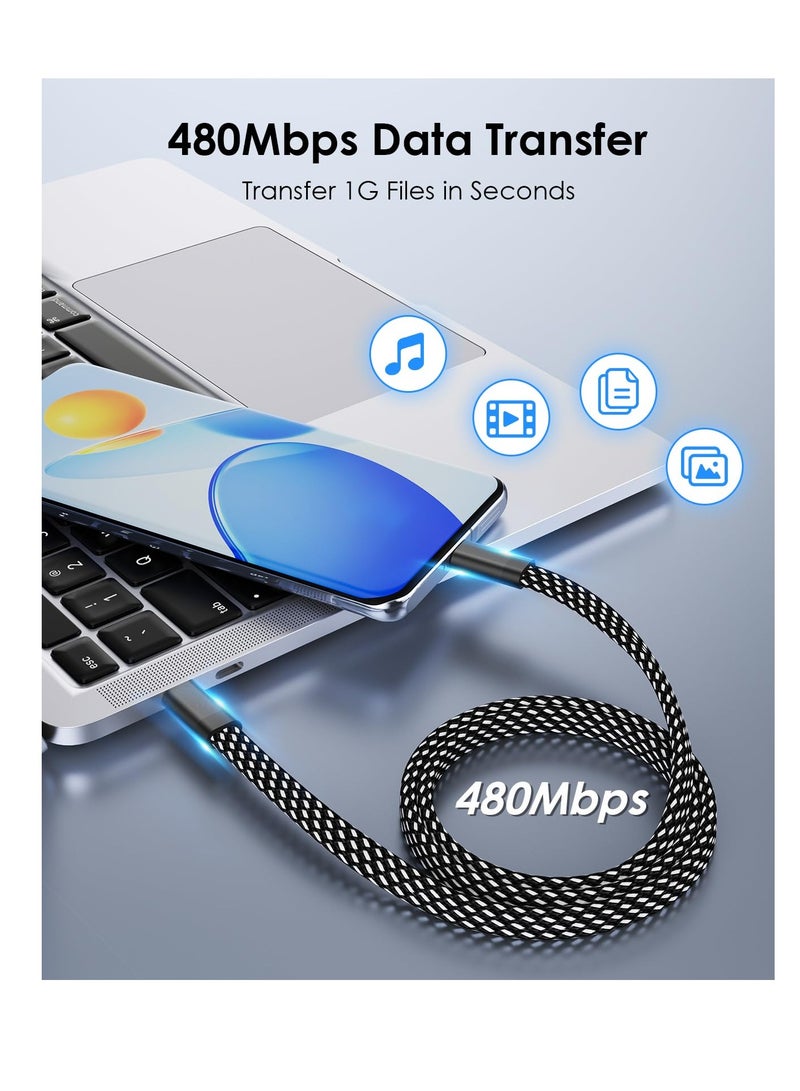 SYOSI USB C Cable, Magnetic USB C to USB C Cable 60W(3A), Flat Coiled USB C Charger Cable 3.3ft, Nylon Braided Type C Fast Charging Cord Compatible for USB C Device for Pad for Samsung Galaxy, Black - Image 1