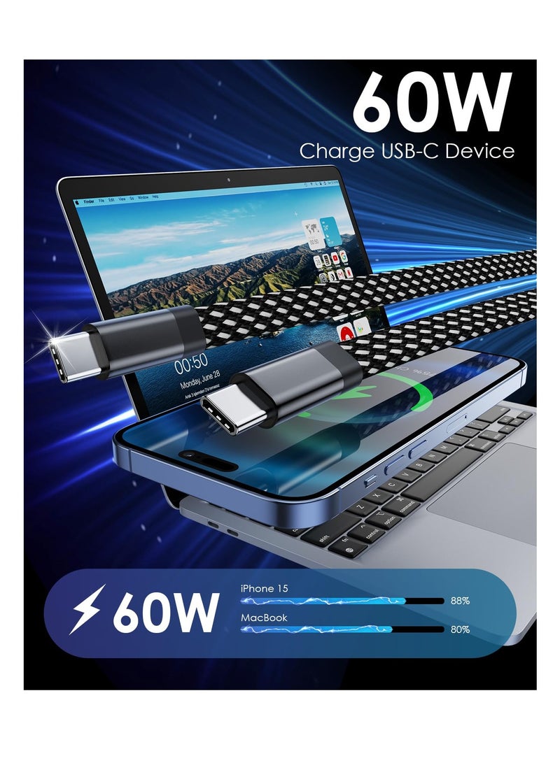 SYOSI USB C Cable, Magnetic USB C to USB C Cable 60W(3A), Flat Coiled USB C Charger Cable 3.3ft, Nylon Braided Type C Fast Charging Cord Compatible for USB C Device for Pad for Samsung Galaxy, Black - Image 4