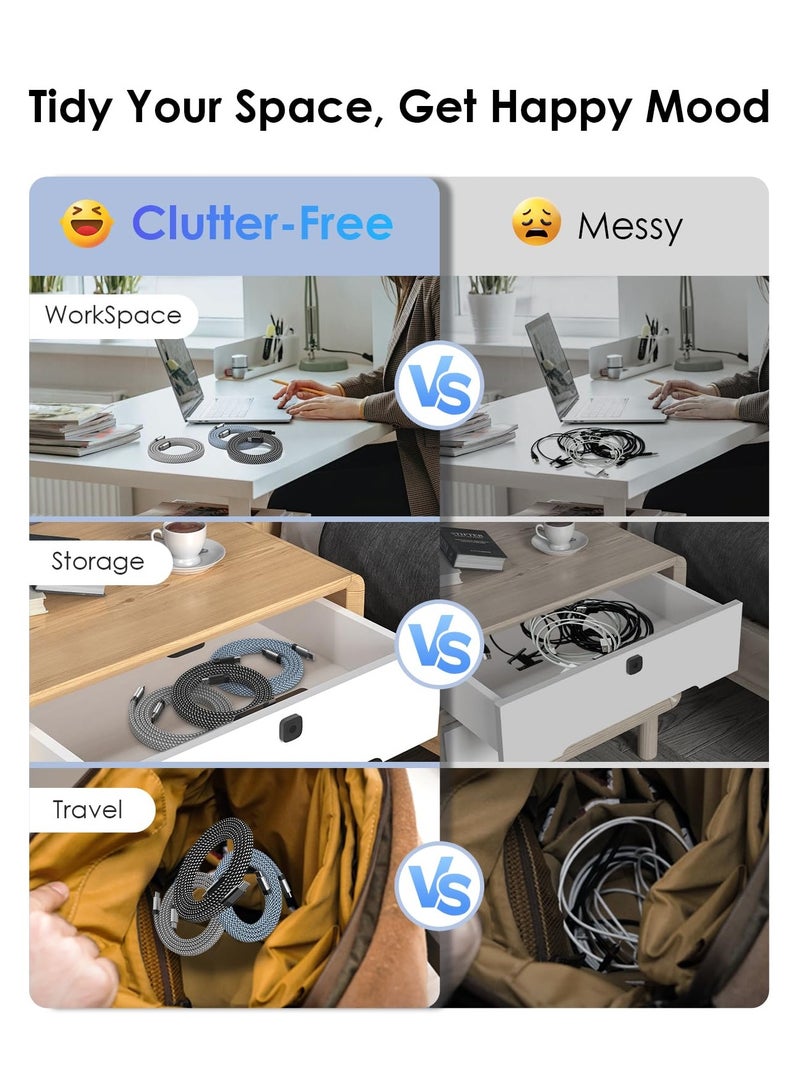 SYOSI USB C Cable, Magnetic USB C to USB C Cable 60W(3A), Flat Coiled USB C Charger Cable 3.3ft, Nylon Braided Type C Fast Charging Cord Compatible for USB C Device for Pad for Samsung Galaxy, Black - Image 5