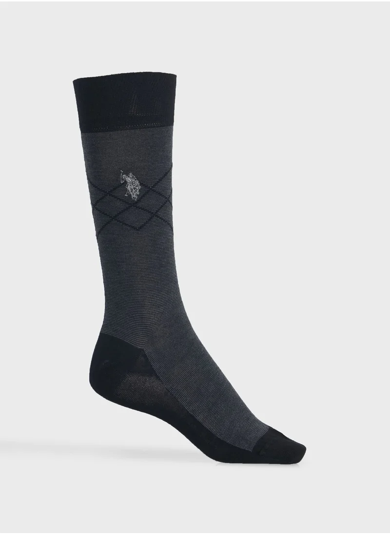 يو اس بولو اسن Logo Print Crew Socks