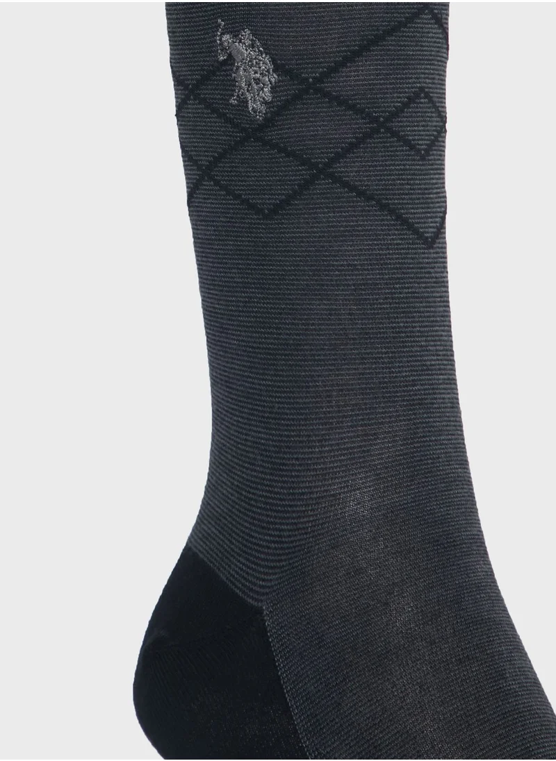 يو اس بولو اسن Logo Print Crew Socks
