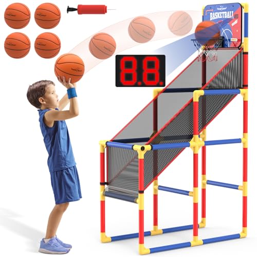 EagleStone Kids Arcade Basketball Game with Electronic Scoreboard and Cheer Sounds Indoor Outdoor Basketball Hoop with 4 Balls Game Toy Gift for Ages 312 Boys and Girls - Image 1