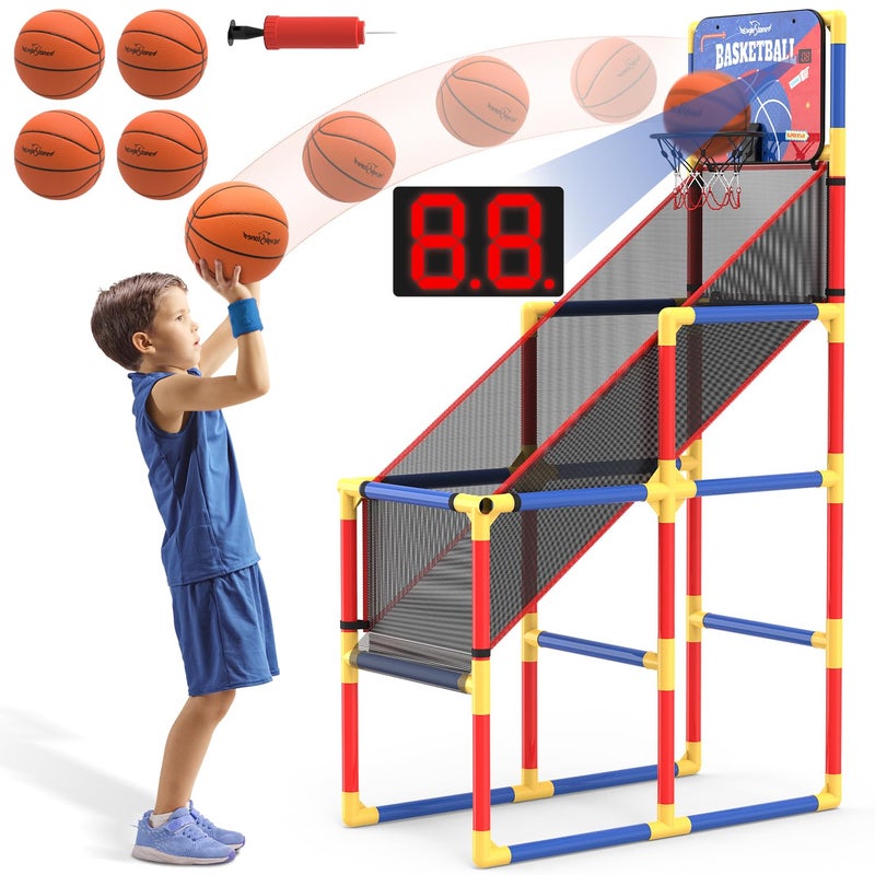 EagleStone Kids Arcade Basketball Game with Electronic Scoreboard and Cheer Sounds Indoor Outdoor Basketball Hoop with 4 Balls Game Toy Gift for Ages 312 Boys and Girls - Image 2