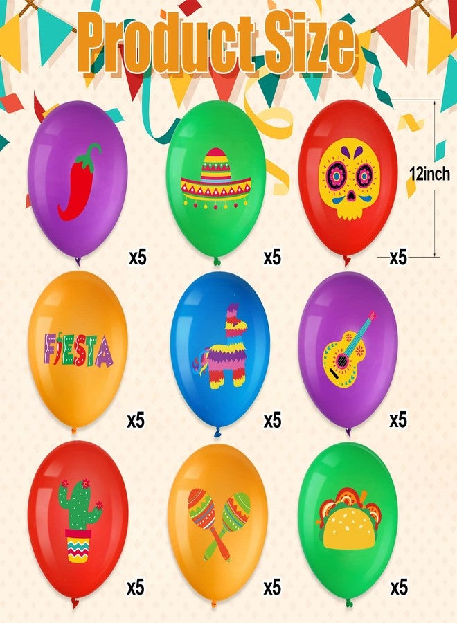 Aoriher 45 Pcs Fiesta Balloons Mexican Cinco De Mayo Balloons Taco Party Decoration for Fiesta Party Mexican Decorations Wedding, Birthday Favor Supplies - Image 2