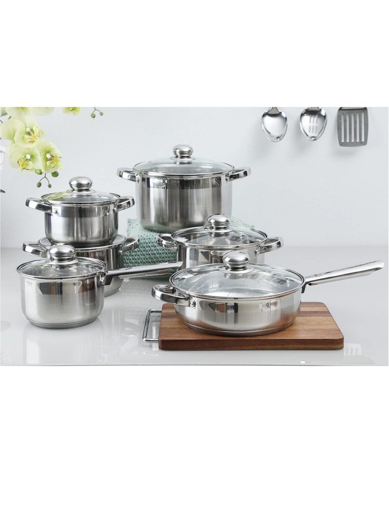 Wilson طقم أواني طهي ويلسون من الفولاذ المقاوم للصدأ مكون من 12 قطعة - كسرولة، قدر، مقلاة | متينة بمقبض من الفولاذ المقاوم للصدأ - Image 2