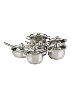 Wilson Wilson Stainless Steel 12-Piece Cookware Set - Casserole, Saucepan, Fry Pan | Heavy Duty With Stainless Steel Handle  - Image 1