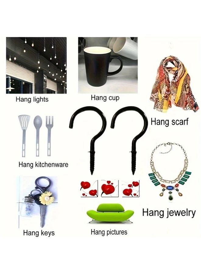Black Ceiling Hooks 100pcs For Hanging Plants Lamps Outdoor Decor - Image 4