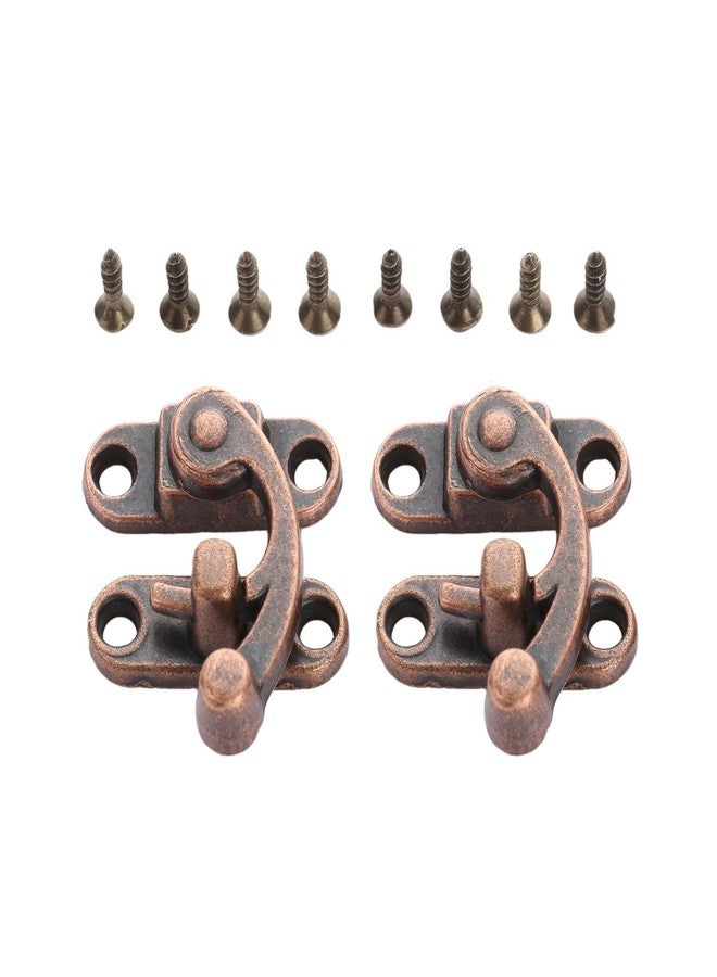 Yetaha 2Pcs Gift Box Fixed Hook Lock Buckle Drawers Hasp Antique Wooden Box, Red Copper, 29 X 33MM, Right - Image 1