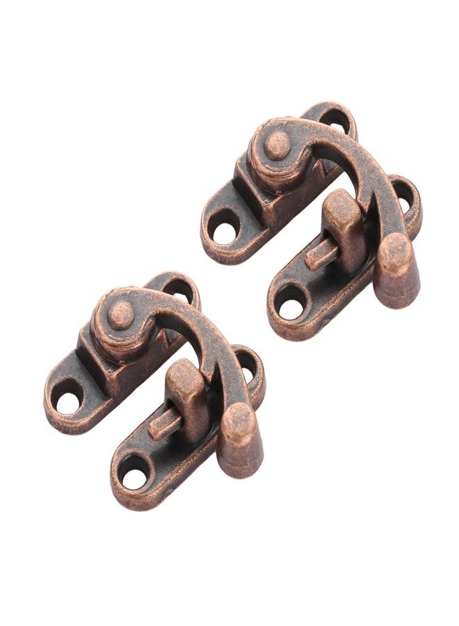 Yetaha 2Pcs Gift Box Fixed Hook Lock Buckle Drawers Hasp Antique Wooden Box, Red Copper, 29 X 33MM, Right - Image 2
