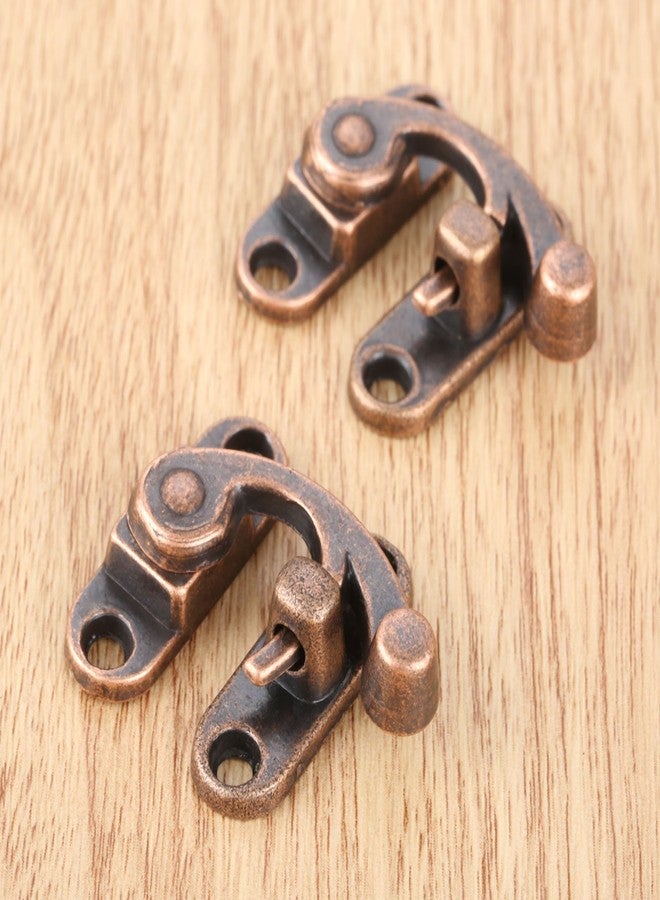 Yetaha 2Pcs Gift Box Fixed Hook Lock Buckle Drawers Hasp Antique Wooden Box, Red Copper, 29 X 33MM, Right - Image 5