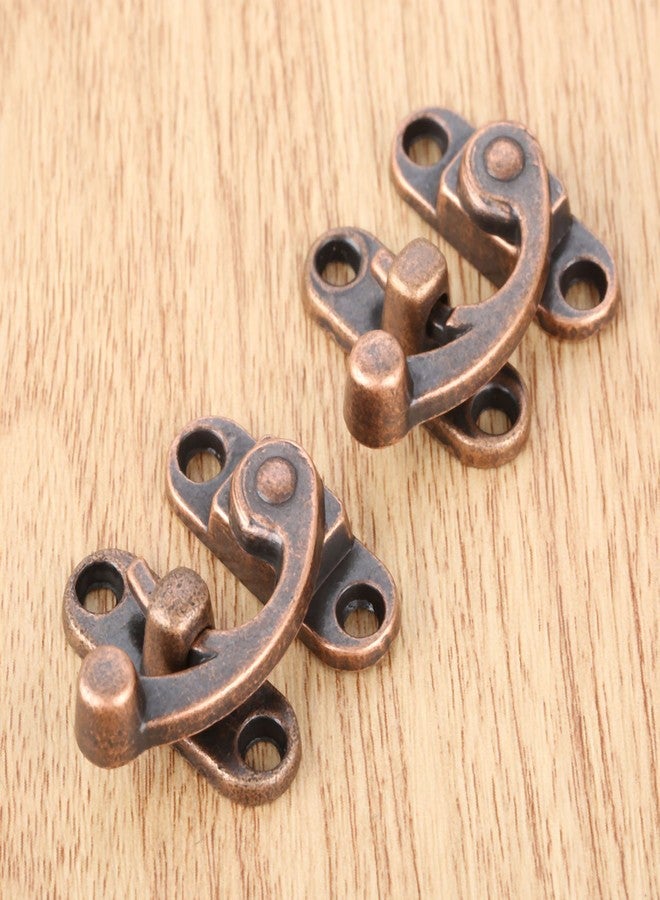 Yetaha 2Pcs Gift Box Fixed Hook Lock Buckle Drawers Hasp Antique Wooden Box, Red Copper, 29 X 33MM, Right - Image 4