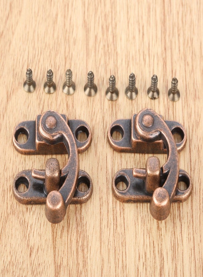Yetaha 2Pcs Gift Box Fixed Hook Lock Buckle Drawers Hasp Antique Wooden Box, Red Copper, 29 X 33MM, Right - Image 3