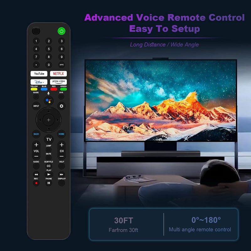 ألكميت RMF-TX520U 1-009-952-11 جهاز تحكم عن بعد صوتي بديل متوافق مع تلفزيون سوني الذكي KD-65X75K KD-50X80J XR-65X95J XR-75X95J XR-85X95J KD-43X85J KD-50X85J KD-55X85J KD-65X85J KD-75X85J KD-85X85J - Image 2