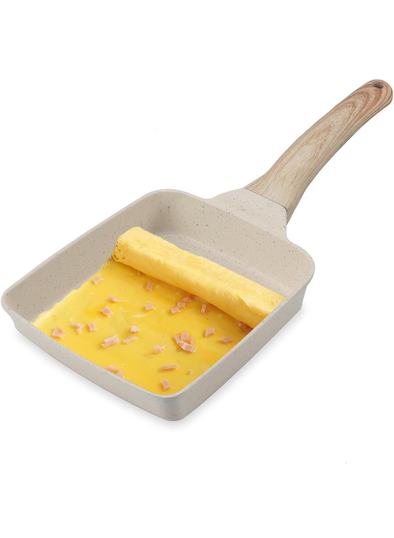 Tamagoyaki Egg Pan 14 x 19cm,Omelette Pan, Non Stick Frying Pan with Heat-Resistant Handle, Healthy Granite Cookware, Compatible with Induction Cooker Gas Stove Use - Image 1