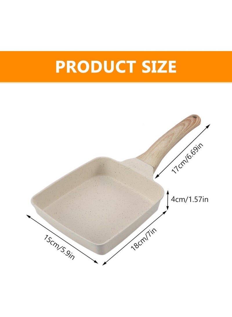Tamagoyaki Egg Pan 14 x 19cm,Omelette Pan, Non Stick Frying Pan with Heat-Resistant Handle, Healthy Granite Cookware, Compatible with Induction Cooker Gas Stove Use - Image 2