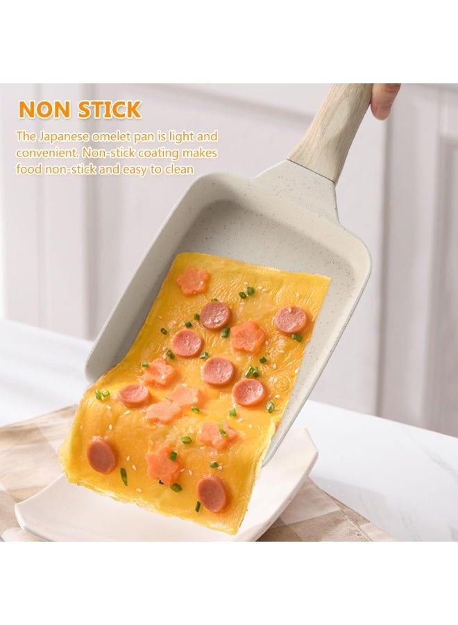 Tamagoyaki Egg Pan 14 x 19cm,Omelette Pan, Non Stick Frying Pan with Heat-Resistant Handle, Healthy Granite Cookware, Compatible with Induction Cooker Gas Stove Use - Image 4