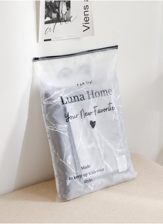 LUNA Home - King size 6 piece without filler bedding set  Grey and white sakura reversible design duvet cover. - Image 1