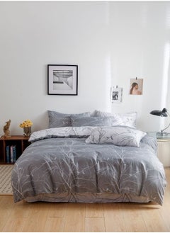 LUNA Home King size 6 piece without filler bedding set  Grey and white sakura reversible design duvet cover.  - Image 2