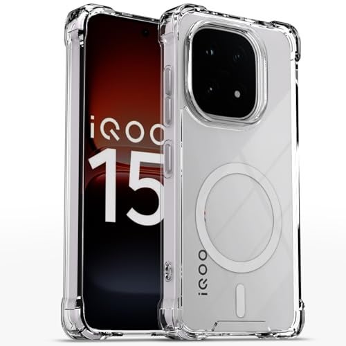 Pikkme Back Cover for iQOO 15 5G Mag-Safe Shockproof PC + TPU Protective Case Magnetic Support Bumper Case (Transparent Mag-Safe) - Image 1