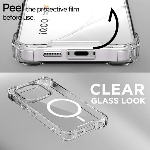 Pikkme Back Cover for iQOO 15 5G Mag-Safe Shockproof PC + TPU Protective Case Magnetic Support Bumper Case (Transparent Mag-Safe) - Image 3