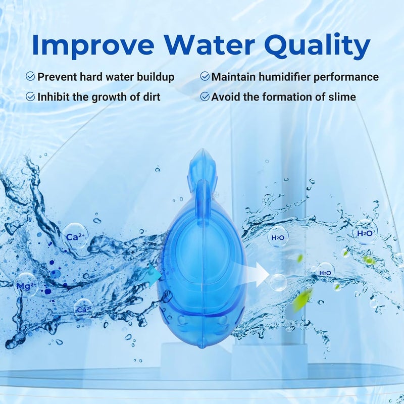 Funmit Humidifier Cleaning Fish, 12 Pack Humidifier Cleaner for Humidifiers and Fish Tanks, Purifies Water, Prevents Hard Water Build-Up, Reduces Scale, Blue - Image 5