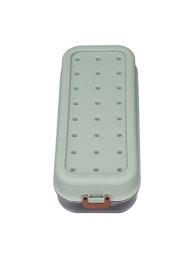 Ice Cube Tray with Bin and Lid Reusable Easy to Release Space Saving Clear Ice Maker for Home Refrigerator Light Green  - Image 5