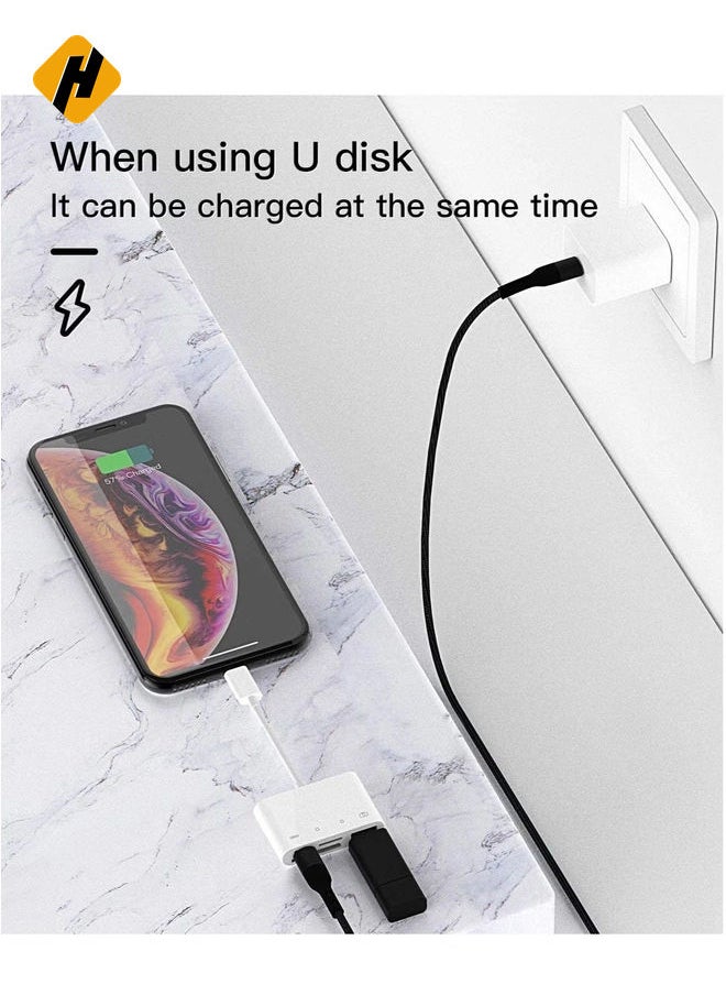 HuHa - Camera Memory SD Card Reader Compatible for iPhone,Compatible with Lightning Male to USB Female OTG Adapter Micro TF Power Charging Splitter Charger Connector for Apple for ipad - Image 1