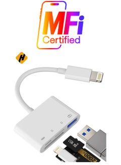 Camera Memory SD Card Reader Compatible for iPhone,Compatible with Lightning Male to USB Female OTG Adapter Micro TF Power Charging Splitter Charger Connector for Apple for ipad