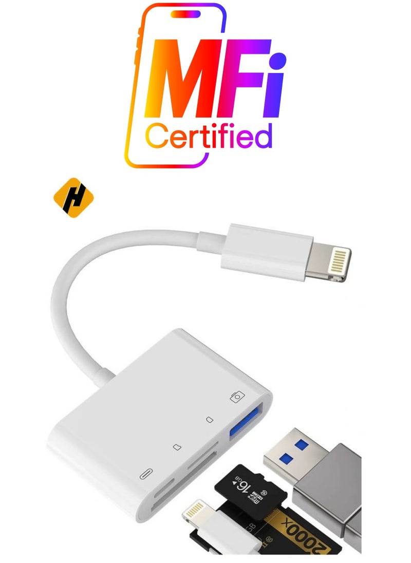 HuHa - Camera Memory SD Card Reader Compatible for iPhone,Compatible with Lightning Male to USB Female OTG Adapter Micro TF Power Charging Splitter Charger Connector for Apple for ipad - Image 1